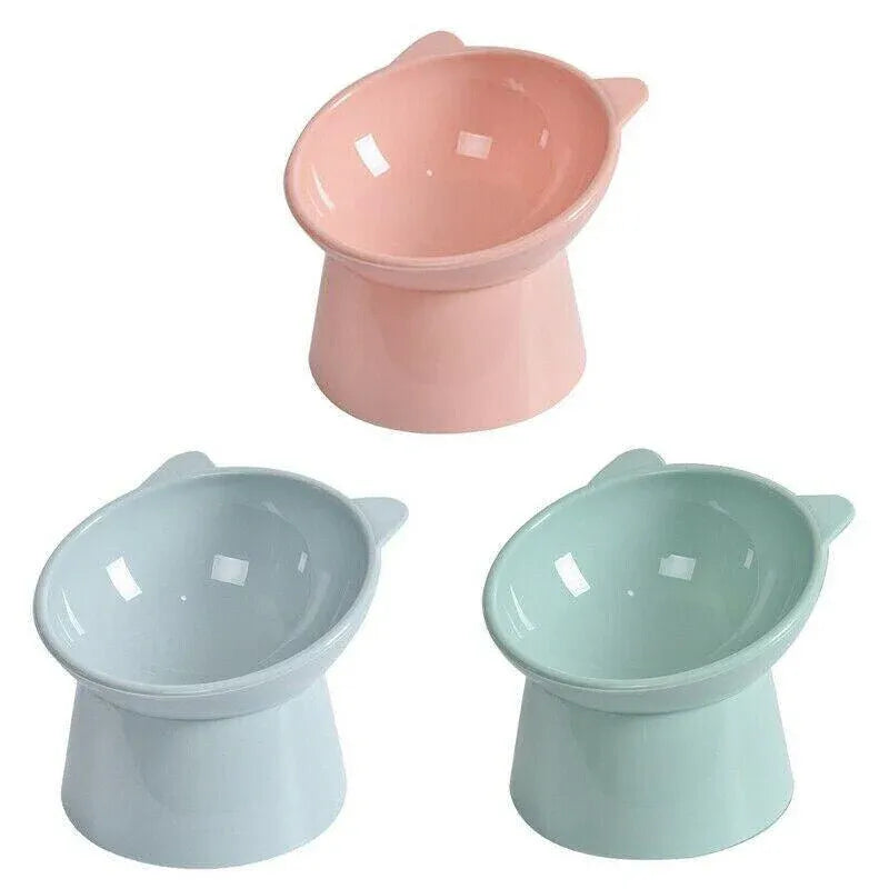 Elevated Pet Bowl Cat Dog Feeder Food Water High-Foot Anti Vomiting Tilted Bowl - Blue