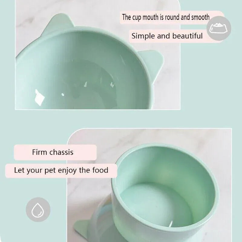 Elevated Pet Bowl Cat Dog Feeder Food Water High-Foot Anti Vomiting Tilted Bowl - Blue