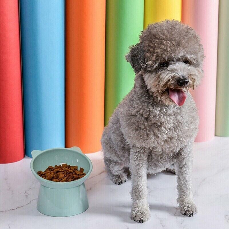 Elevated Pet Bowl Cat Dog Feeder Food Water High-Foot Anti Vomiting Tilted Bowl - Blue