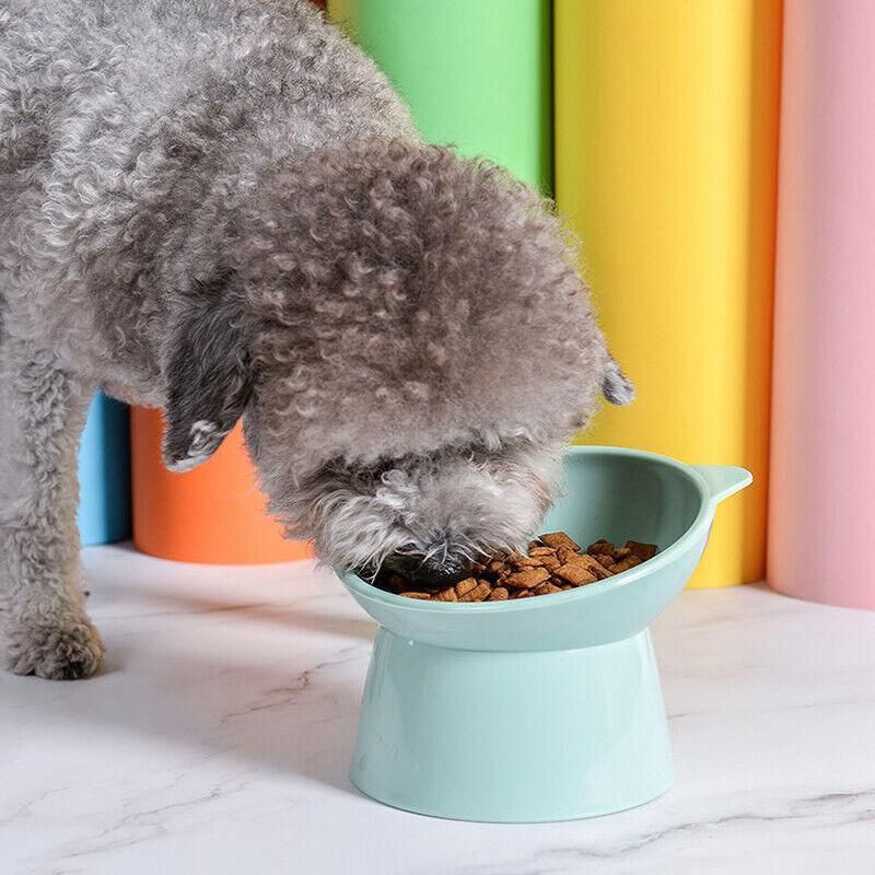 Elevated Pet Bowl Cat Dog Feeder Food Water High-Foot Anti Vomiting Tilted Bowl - Blue