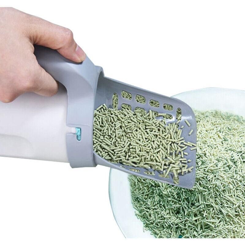 Cat Litter Scoop Integrated Detachable Shovel Holder Poop Pet Sifter Cleaning - 2 Roll Garbage Bags