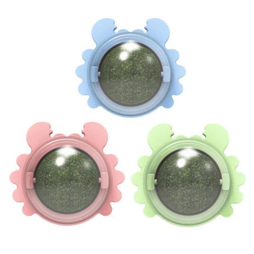 2PCS Rotatable Catnip Mint Ball Cat Treat Toys Licking Snack Cat Molar - Blue