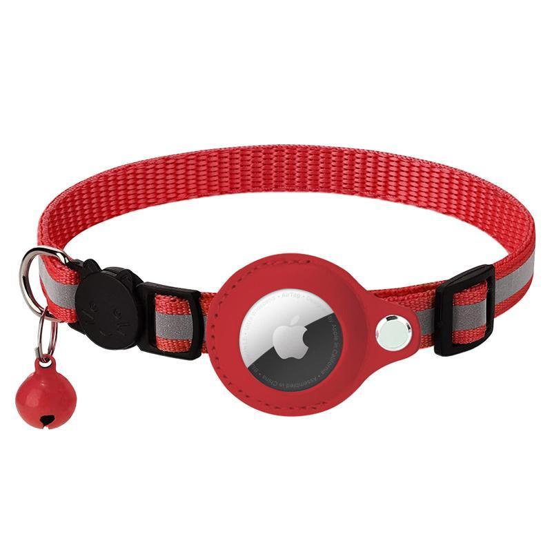 Reflective Pet Collar with Holder for AirTag Tracker – Anti-Lost Cat Dog Tag - Purple