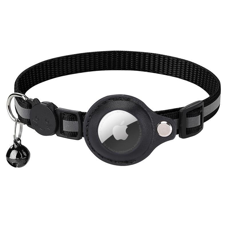 Reflective Pet Collar with Holder for AirTag Tracker – Anti-Lost Cat Dog Tag - Purple