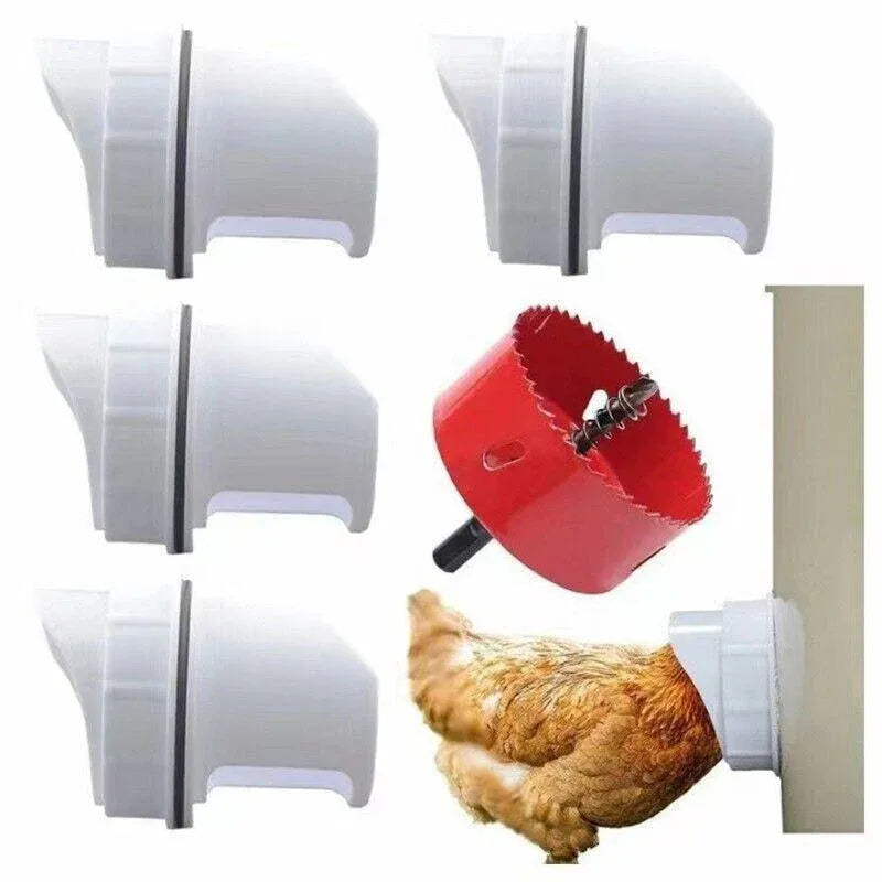 Poultry DIY Port PVC Gravity Fed Chicken Feeder for Hen Coop Farm Bucket Kit - 2 PCS Ports (No Hole Saw)