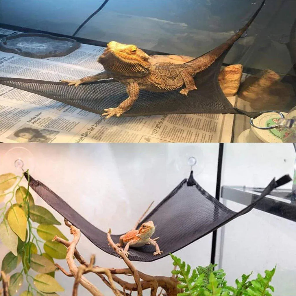 2x Reptile Hammock for Small Large Bearded Dragon Lizard Reptile Snakes Black - Small