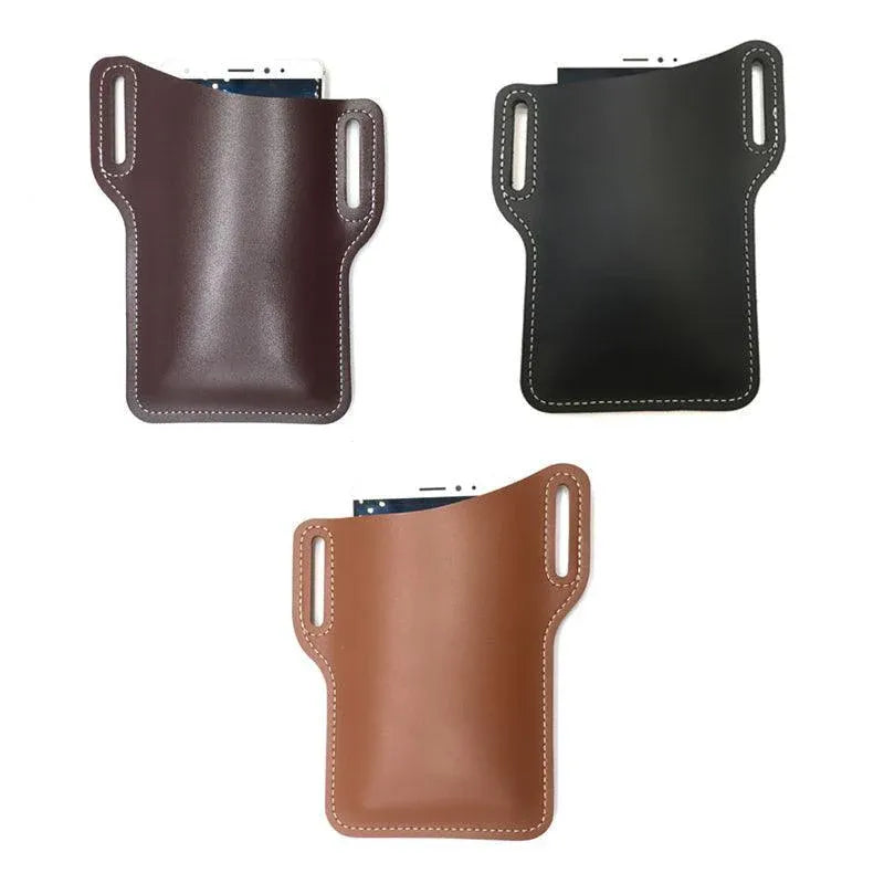 Leather Phone Holster Pouch Belt Clip Loop Waist Bag Cover Case for Men - Black