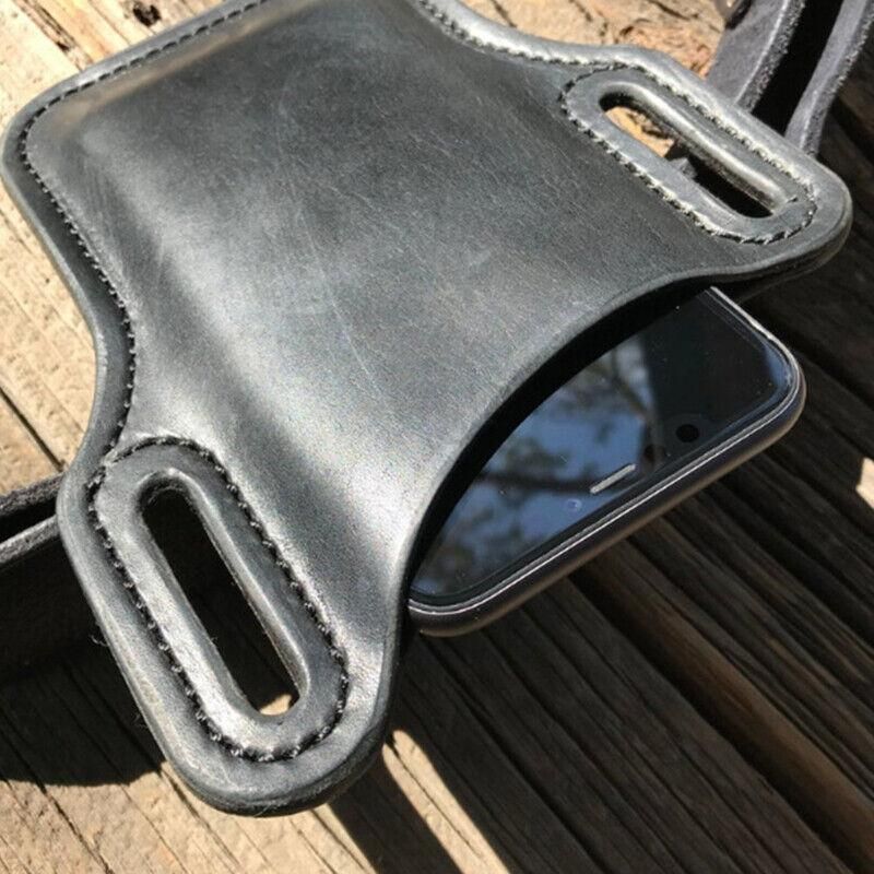 Leather Phone Holster Pouch Belt Clip Loop Waist Bag Cover Case for Men - Brown