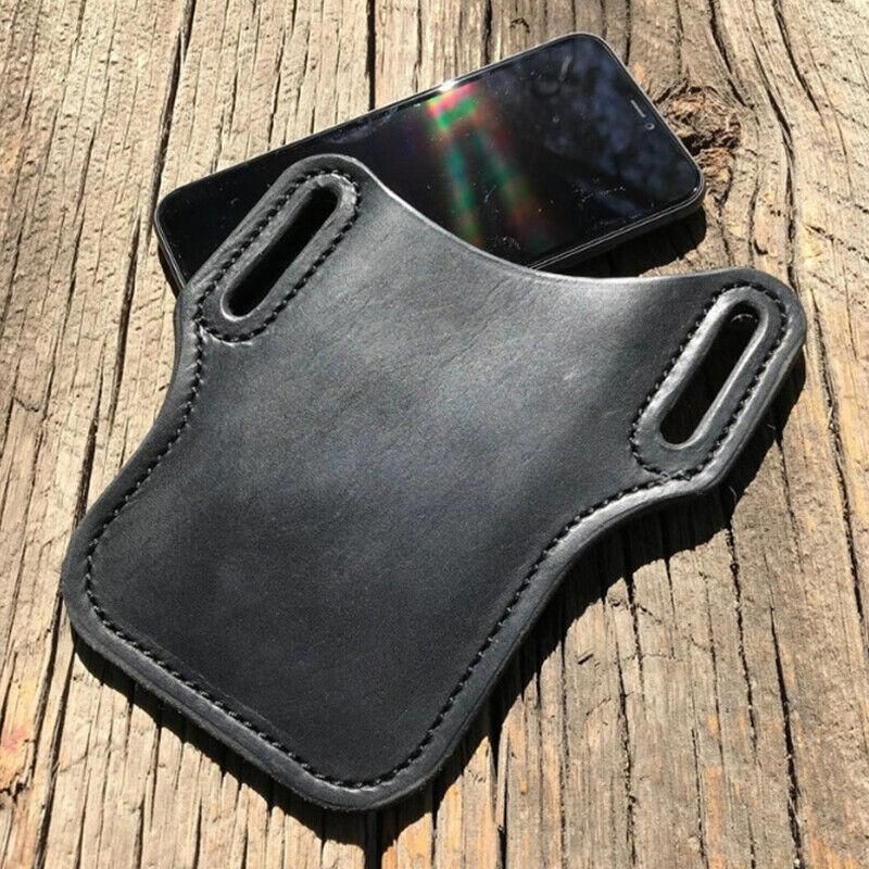 Leather Phone Holster Pouch Belt Clip Loop Waist Bag Cover Case for Men - Brown