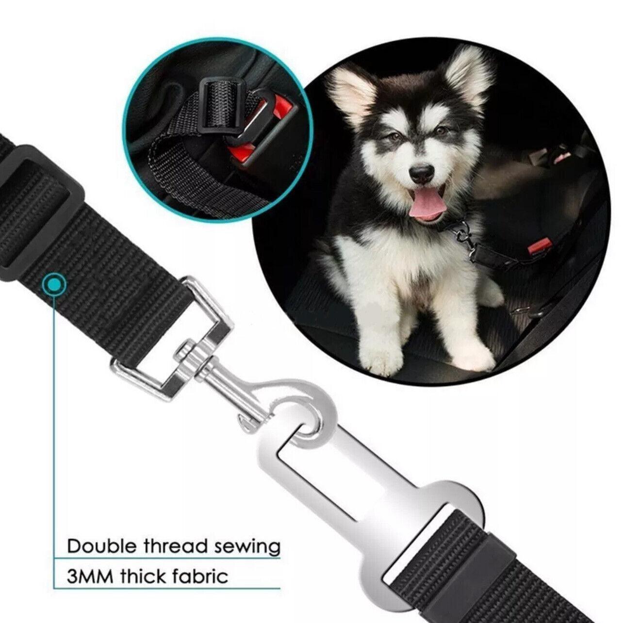 Adjustable Pet Harness Lead for Car Travel with Clip Attachment Nylon Restraint Strap - Blue