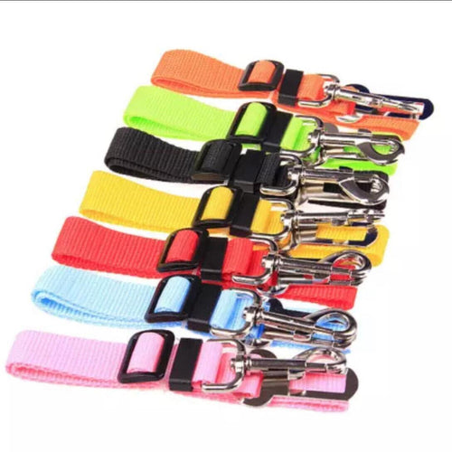 Adjustable Pet Harness Lead for Car Travel with Clip Attachment Nylon Restraint Strap - Dark Blue