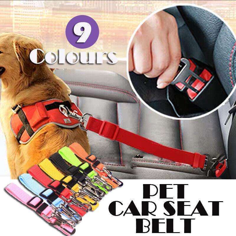 Adjustable Pet Harness Lead for Car Travel with Clip Attachment Nylon Restraint Strap - Green