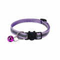 Reflective Cat Collar with Breakaway Buckle and Bell Adjustable for Small Pet Use - Light Purple