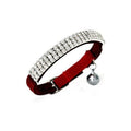 Suede Adjustable Pet Collar with Rhinestone for Cat Puppy 5 Colours Quick Release - Red
