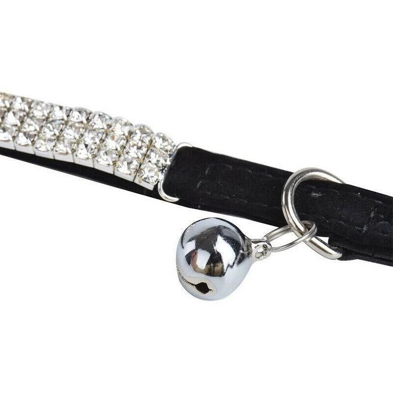 Suede Adjustable Pet Collar with Rhinestone for Cat Puppy 5 Colours Quick Release - Red