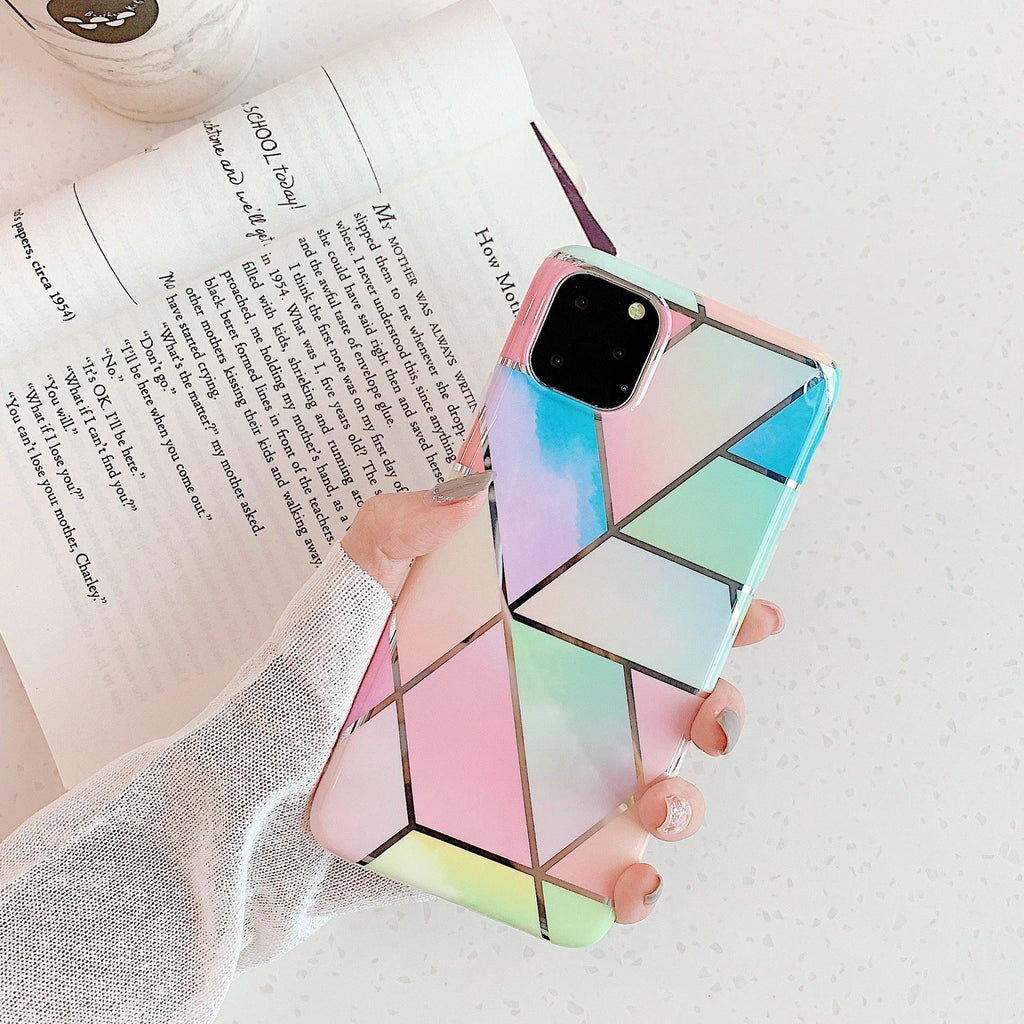 Rainbow Case for iPhone 14 13 12 11 Pro Max XR XS Marble Phone Shockproof Cover Silicone - For iphone 13 Pro Max