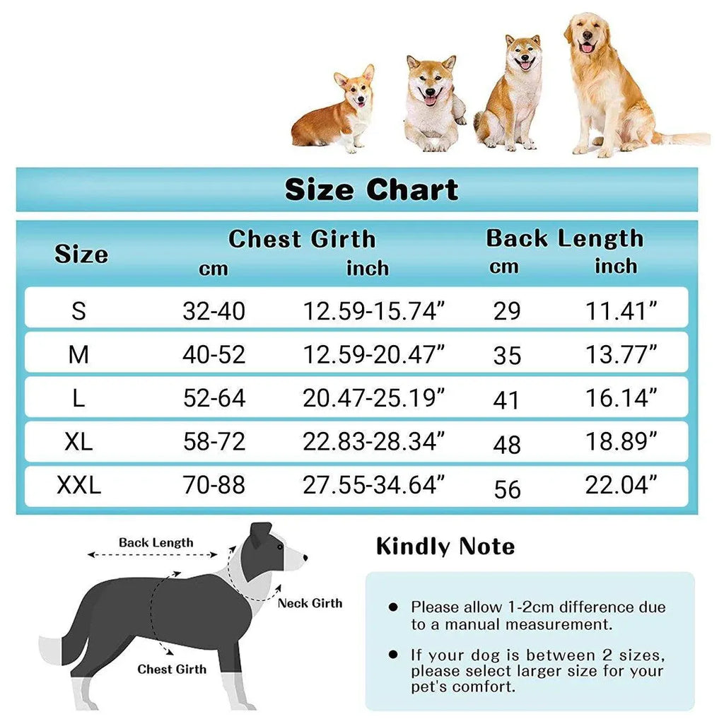 Dog Recovery Suit Anti-Lick Wound Protector Pet Clothing Post-Surgery Belly - Stripes-S