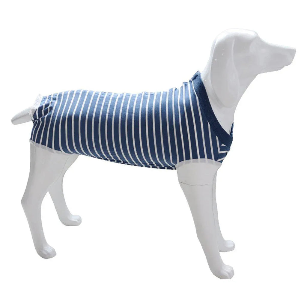 Dog Recovery Suit Anti-Lick Wound Protector Pet Clothing Post-Surgery Belly - Stripes-S