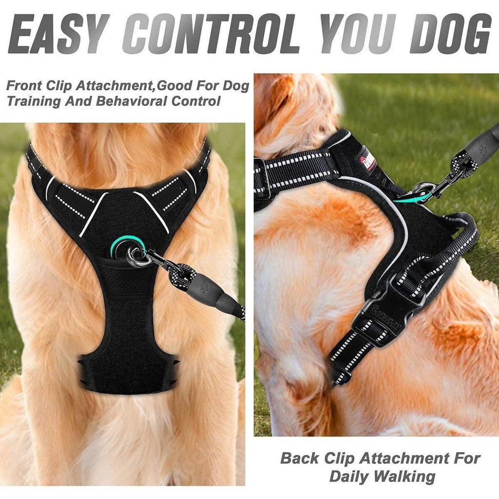 Adjustable No-Pull Dog Harness Vest S-XL Reflective Pet Training Outdoor Handle - Red-S