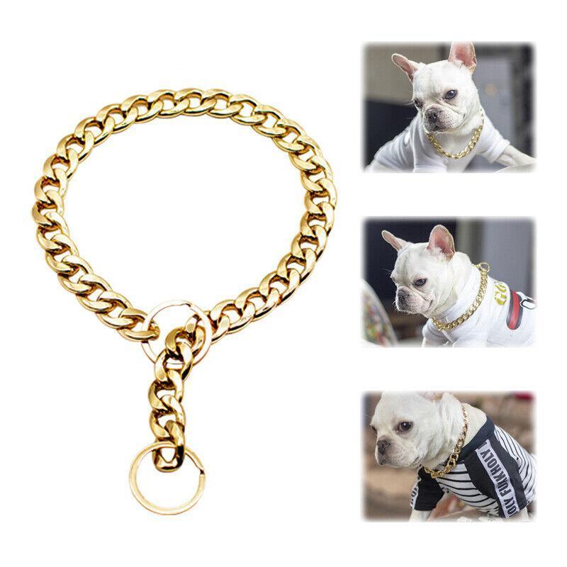 Dog Chain Collar Heavy Duty Choker Double Pet Slip Check Twist Link Chrome Chain Silver - 55CM
