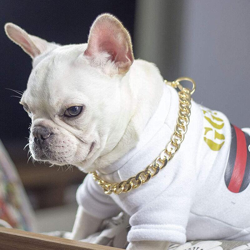Dog Chain Collar Heavy Duty Choker Double Pet Slip Check Twist Link Chrome Chain Silver - 55CM