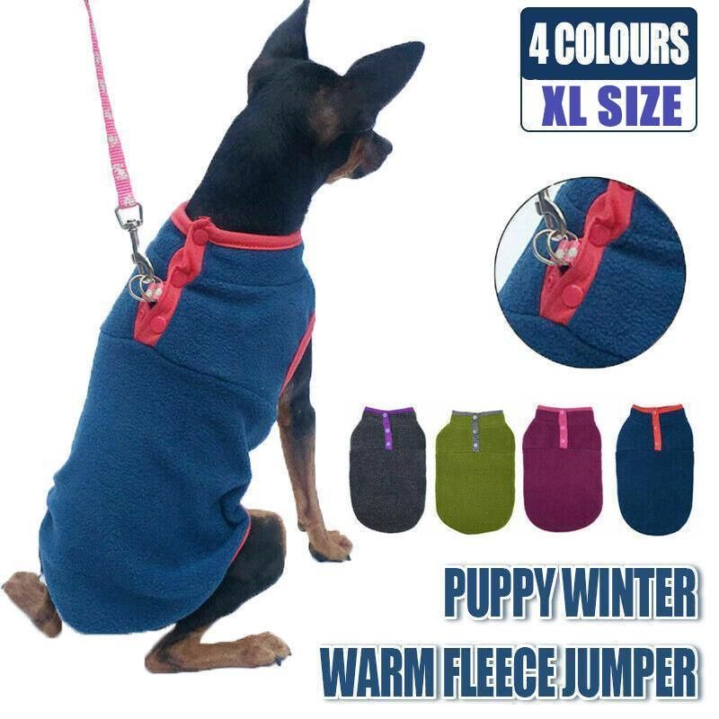 XL Pet Dog Puppy Winter Warm Fleece Jumper Vest Coat Jacket Apparel Clothes - Blue