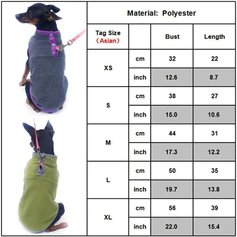L Pet Dog Puppy Winter Warm Fleece Jumper Vest Coat Jacket Apparel Clothes Outdoor - Blue