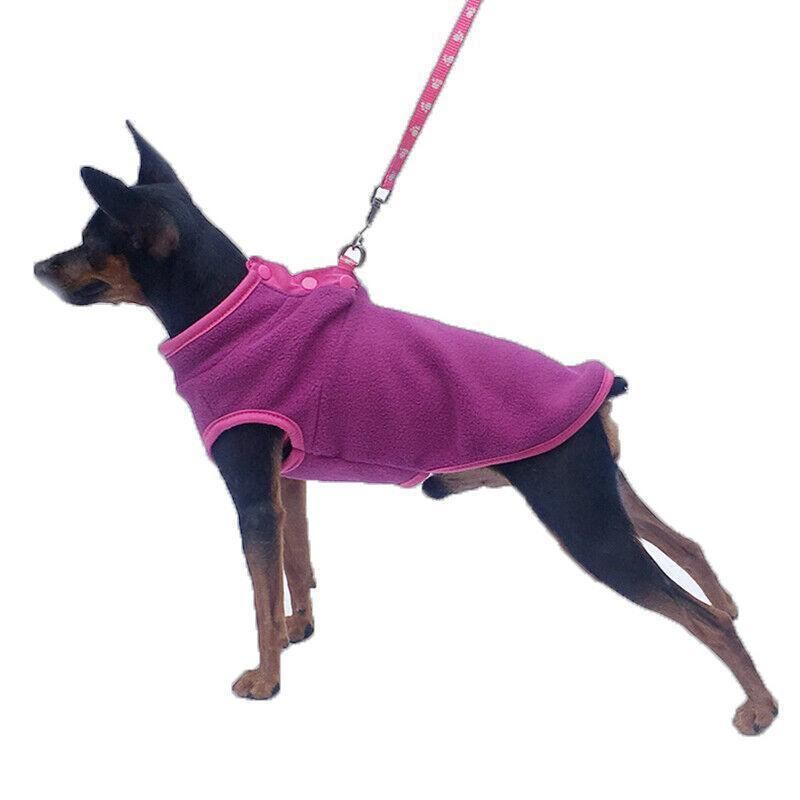 XL Pet Dog Puppy Winter Warm Fleece Jumper Vest Coat Jacket Apparel Clothes - Pink