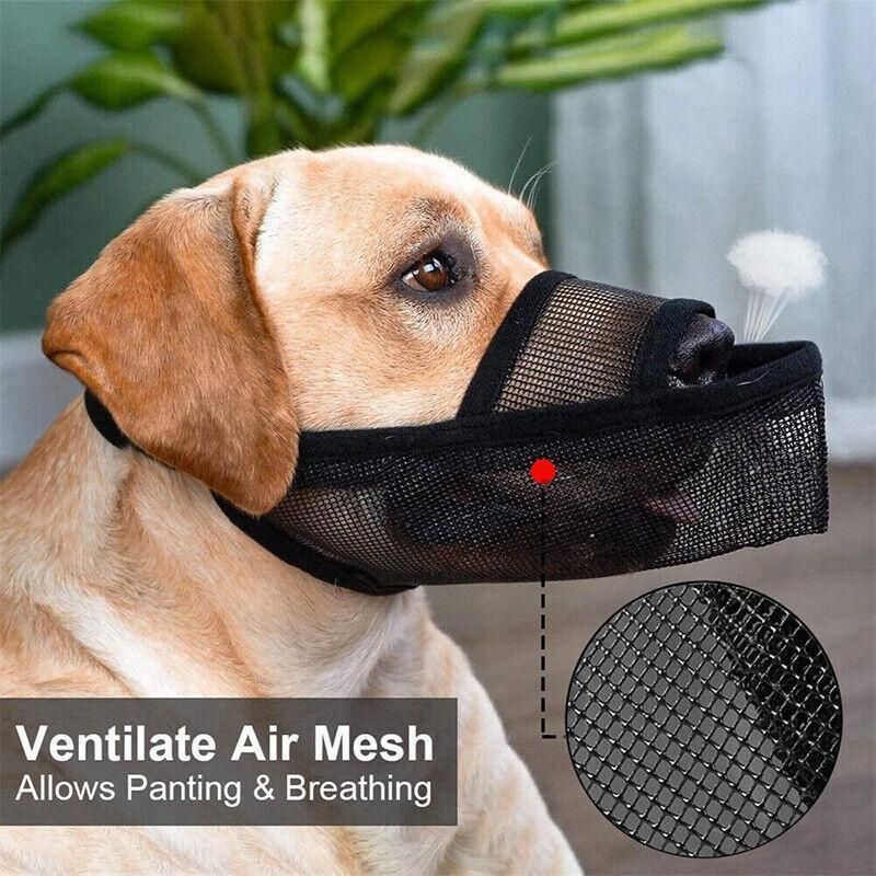 Adjustable XL Size Pet Dog Mask Mouth Muzzle Anti Barking Bite Stop Chewing Mask - Grey