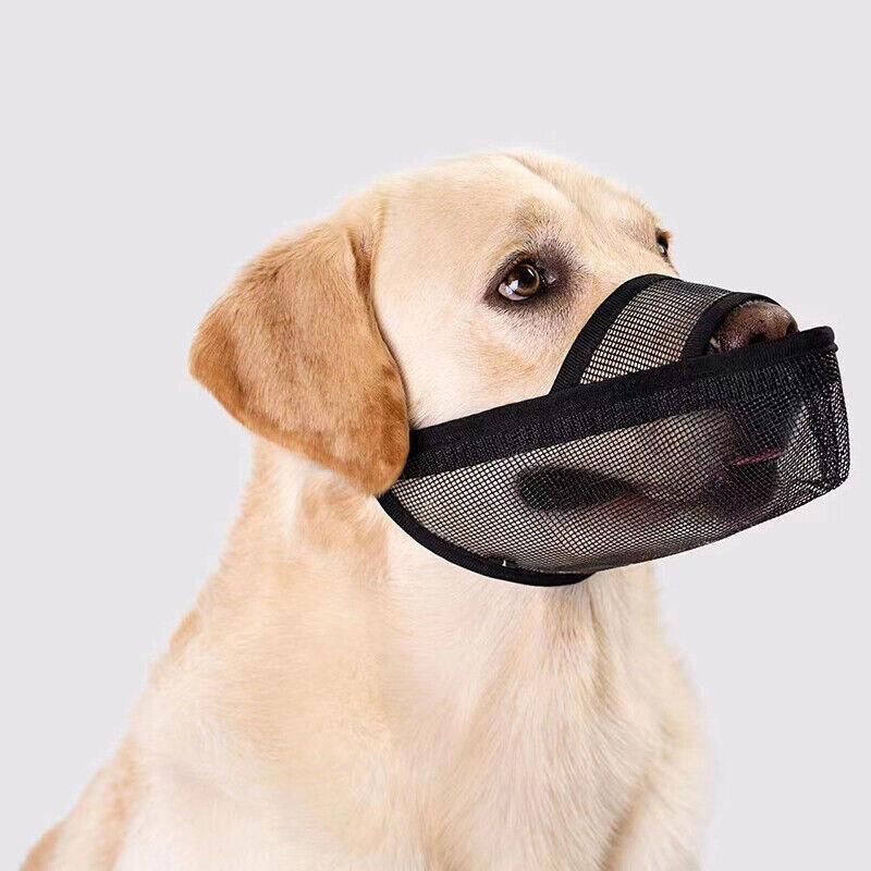 Adjustable XL Size Pet Dog Mask Mouth Muzzle Anti Barking Bite Stop Chewing Mask - Grey