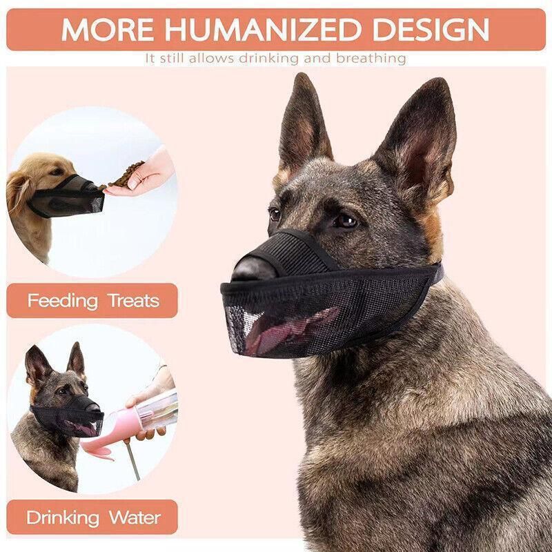 Adjustable XL Size Pet Dog Mask Mouth Muzzle Anti Barking Bite Stop Chewing Mask - Grey