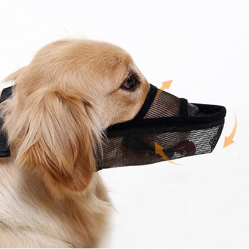 Adjustable XL Size Pet Dog Mask Mouth Muzzle Anti Barking Bite Stop Chewing Mask - Grey