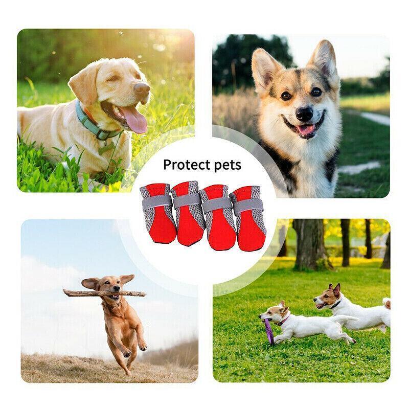 4PCS M Size Anti Slip Waterproof Protective Dog Shoes Rain Boots Pet Socks Booties - Blue