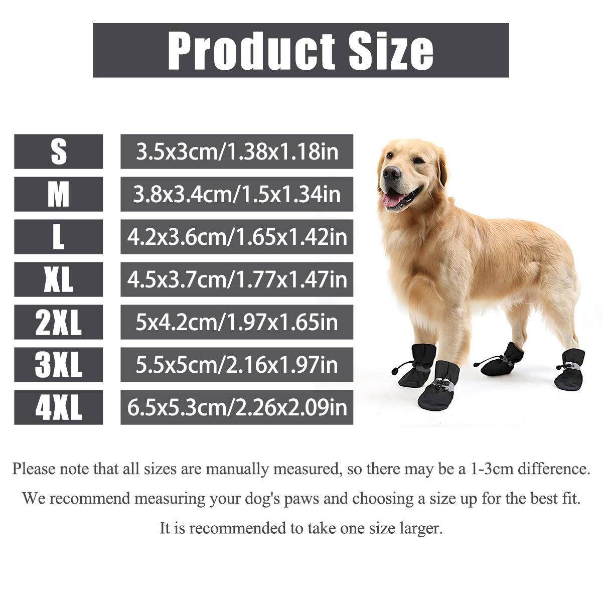 Set Anti Slip Waterproof Protective Dog Shoes Rain Boots Pet Socks Booties 4Pcs - L