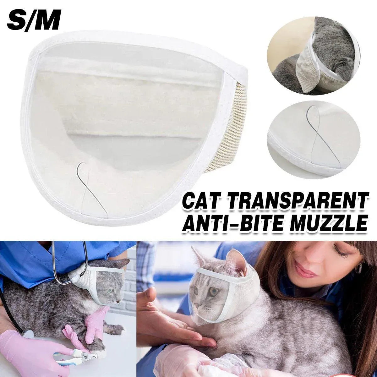 Breathable Pet Headgear Clear Cat Dog Mask Anti Bite Scratch Protective Gear - M