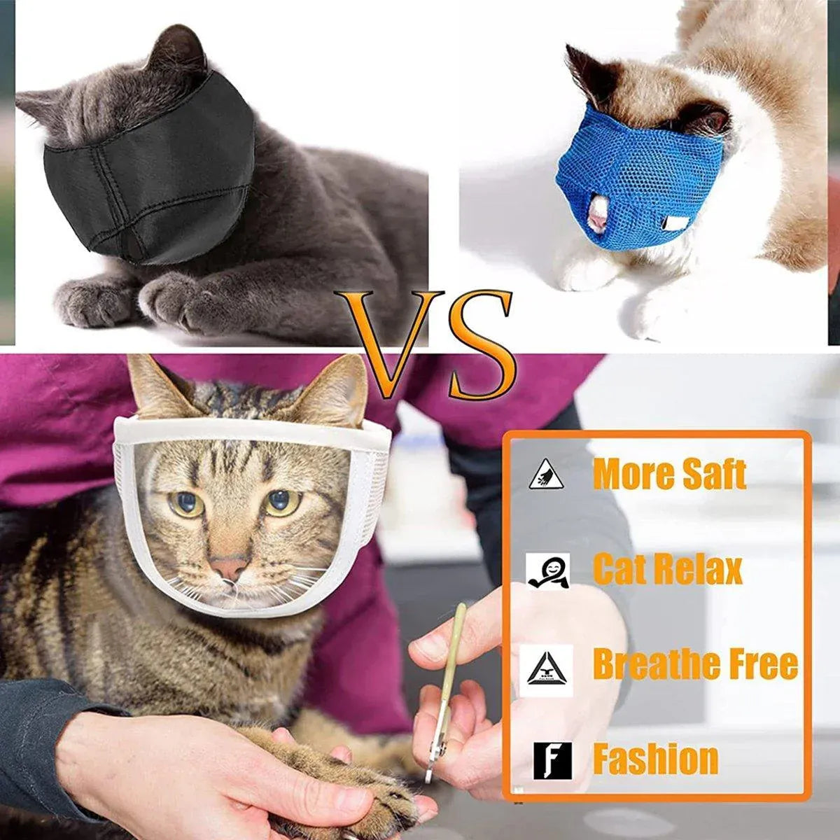 Breathable Pet Headgear Clear Cat Dog Mask Anti Bite Scratch Protective Gear - M