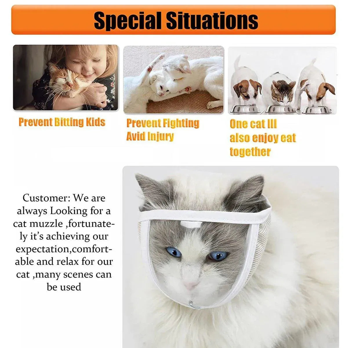 Breathable Pet Headgear Clear Cat Dog Mask Anti Bite Scratch Protective Gear - M