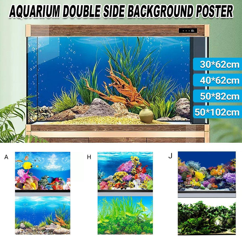 Aquarium Background Fish Tank Wallpaper Double Sided Decoration Sticker Paper - H-40cmx62cm
