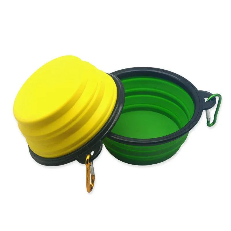 Collapsible Silicone Pet Bowl for Cat Dog Portable Food and Water Feeder - Yellow