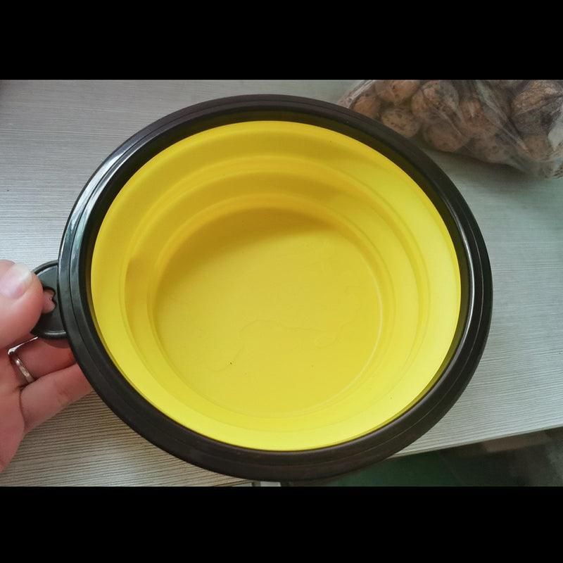 Collapsible Silicone Pet Bowl for Cat Dog Portable Food and Water Feeder - Yellow