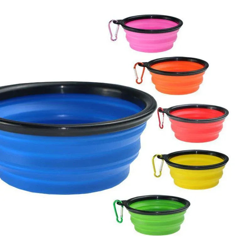 Collapsible Silicone Pet Bowl for Cat Dog Portable Food and Water Feeder - Yellow