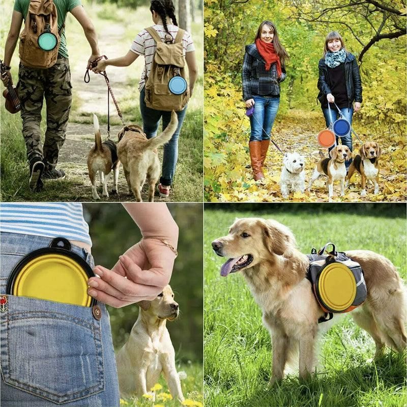 Collapsible Silicone Pet Bowl for Cat Dog Portable Food and Water Feeder - Yellow