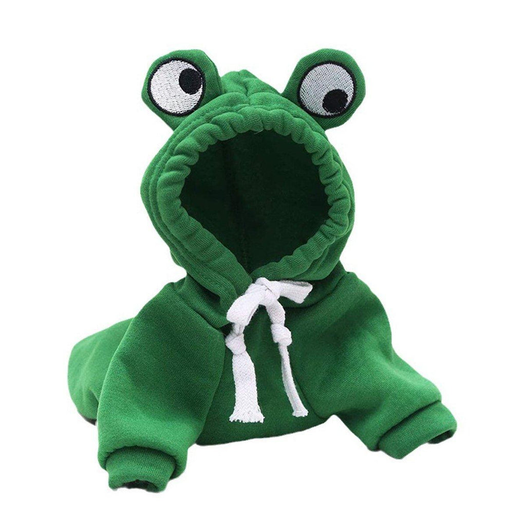 Warm Hooded Cartoon Frog Pet Clothes for Dogs and Cats Autumn Winter Vest - M
