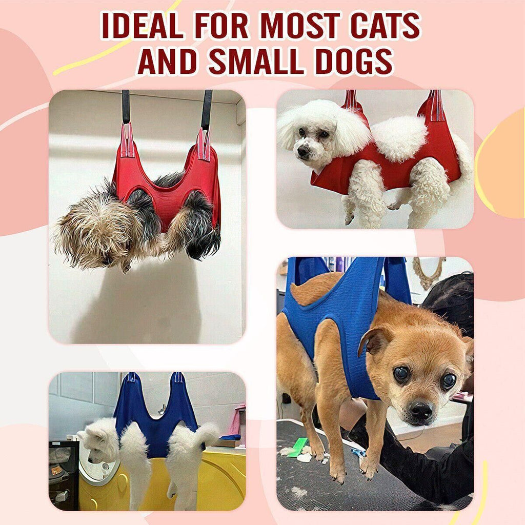 S Size Hammock Helper Pet Dog Cat Grooming Restraint Bags for Bathing Trimming Nail - Red