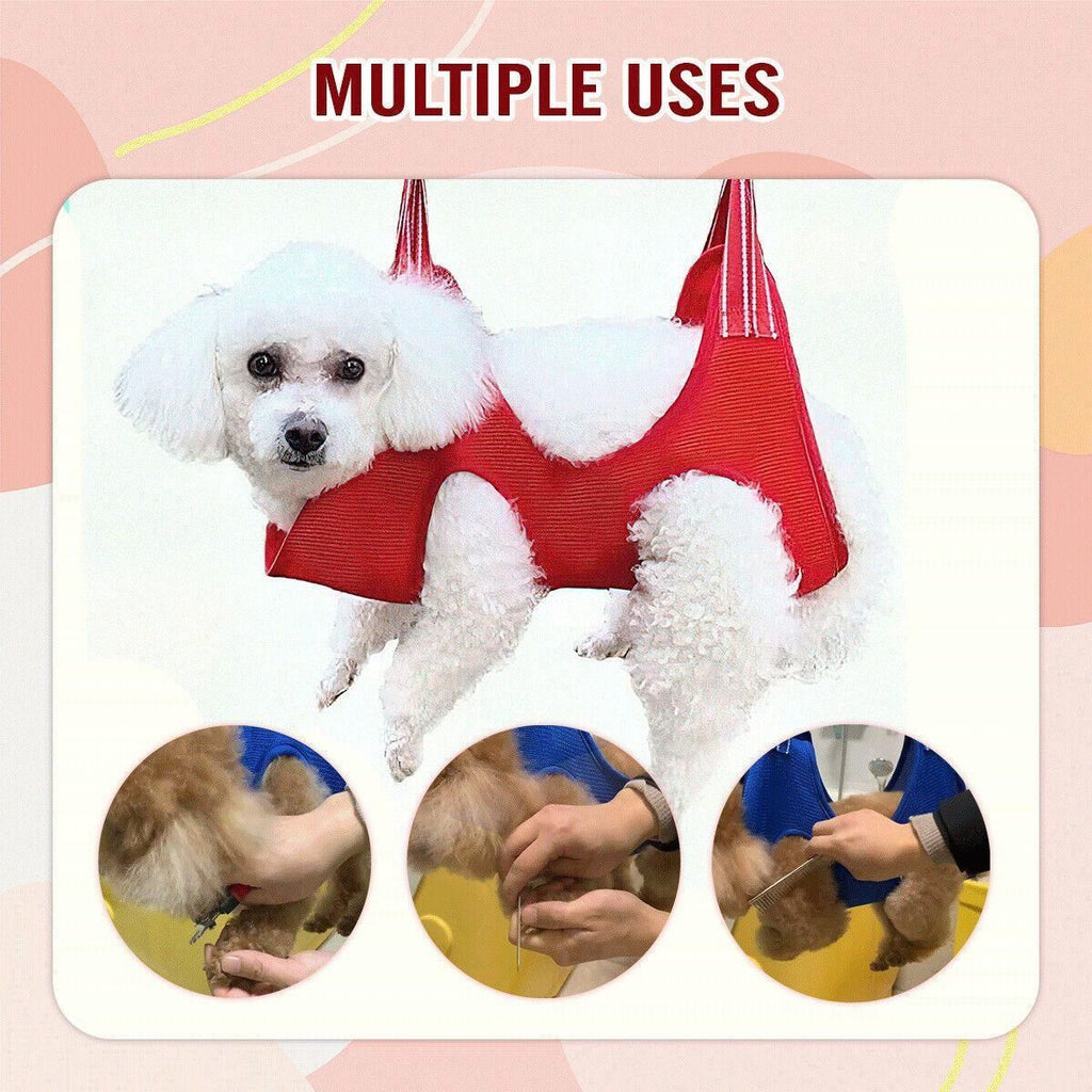 S Size Hammock Helper Pet Dog Cat Grooming Restraint Bags for Bathing Trimming Nail - Red