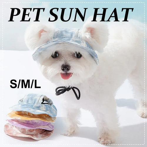 Adjustable Pet Hat with Cute Leaky Ears Sunscreen Fisherman Hat Four Seasons Use - Orange Red - M