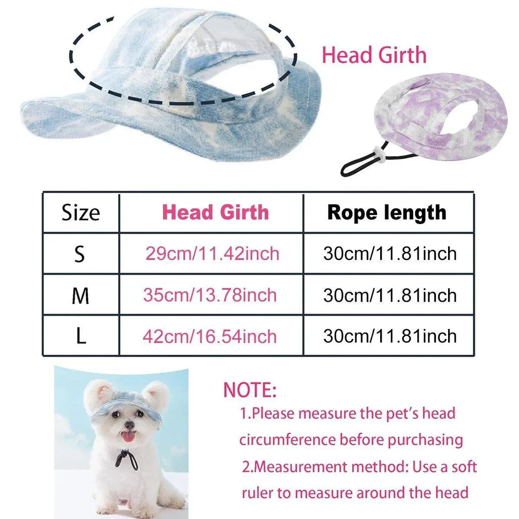 Adjustable Pet Hat with Cute Leaky Ears Sunscreen Fisherman Hat Four Seasons Use - Purple - S