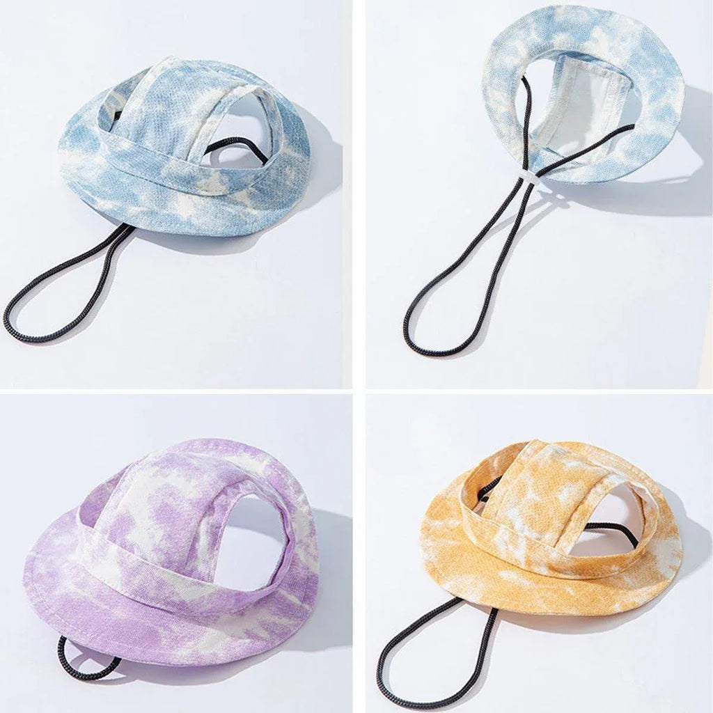 Adjustable Pet Hat with Cute Leaky Ears Sunscreen Fisherman Hat Four Seasons Use - Purple - S