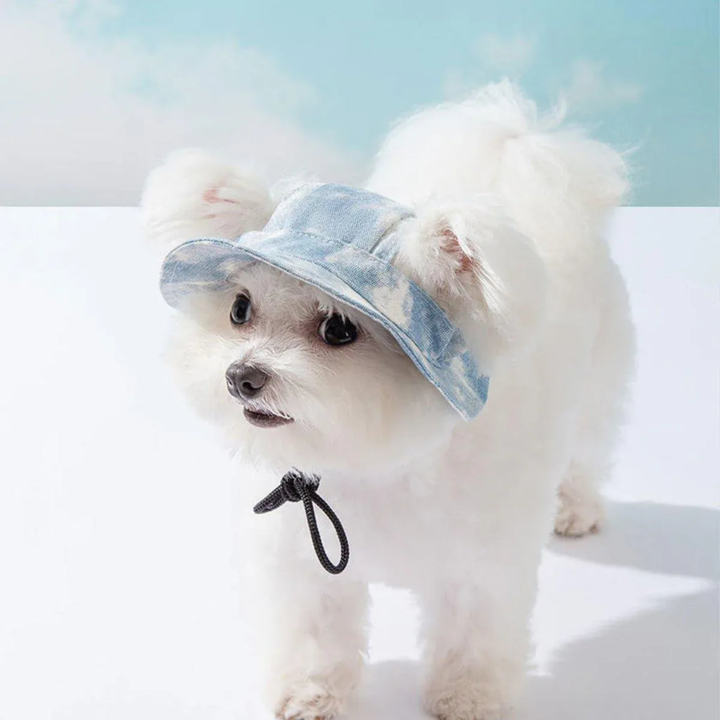 Adjustable Pet Hat with Cute Leaky Ears Sunscreen Fisherman Hat Four Seasons Use - Yellow - L