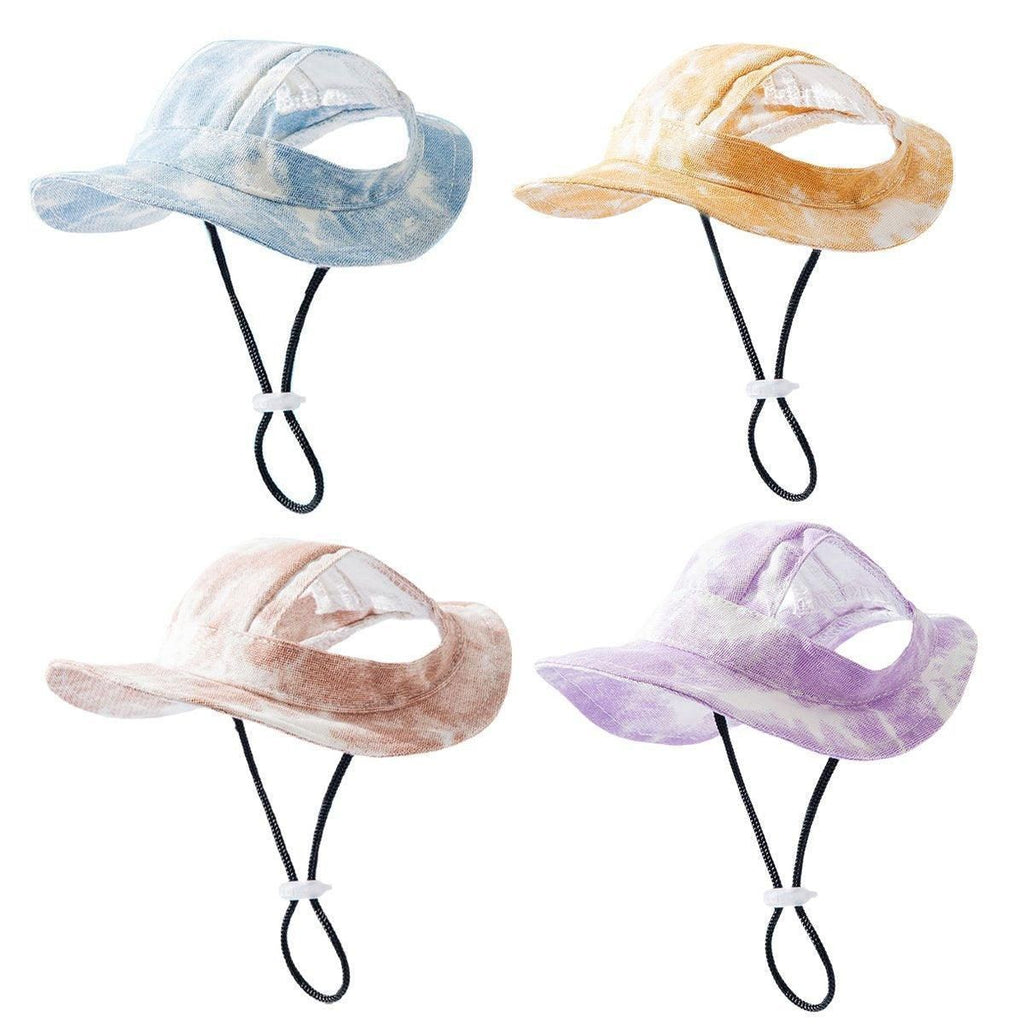 Adjustable Pet Hat with Cute Leaky Ears Sunscreen Fisherman Hat Four Seasons Use - Yellow - S